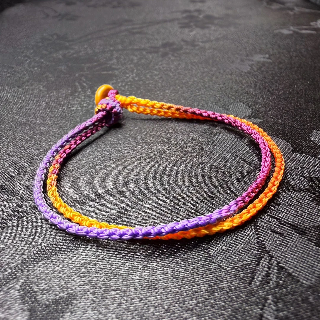 非金属马年手绳九紫离火双层四股辫纯手工编织可穿<2mm孔径手链