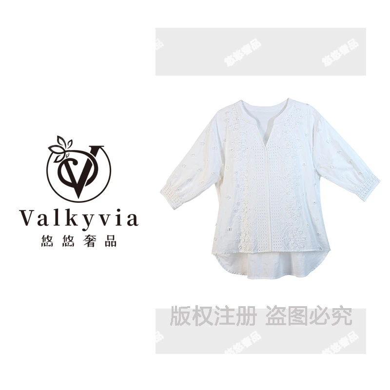 【Valkyvia/悠悠奢品】MSSY镂空刺绣白衬衫衬衣88605