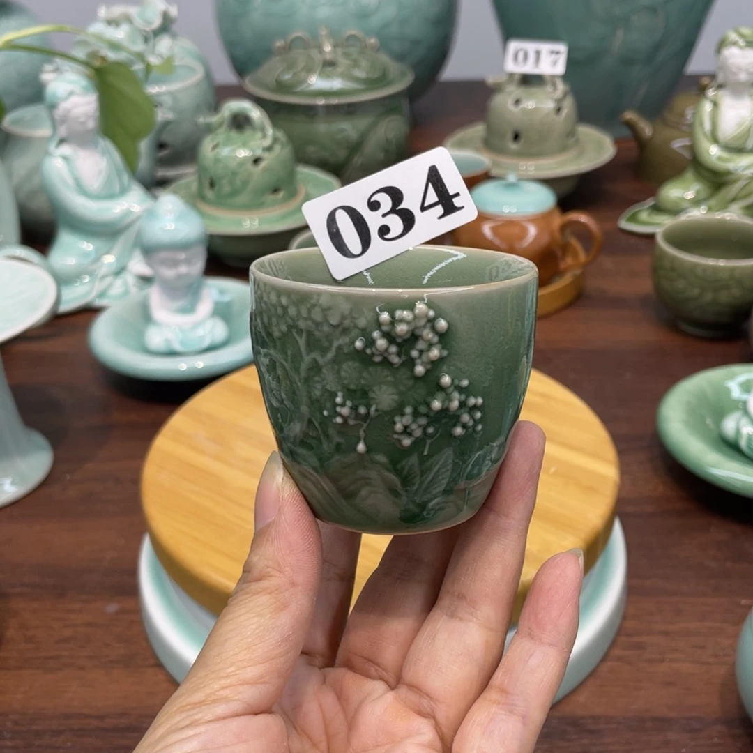 柴烧手工福利青瓷青瓷慧仙