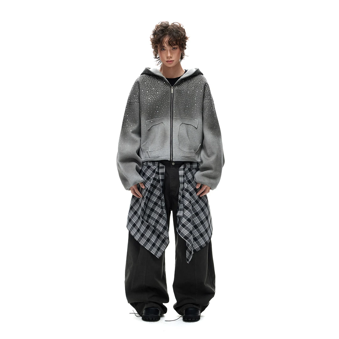 OTOTLEE美式复古可拆卸格纹屁帘廓形工装裤boxy街头层次感休闲裤