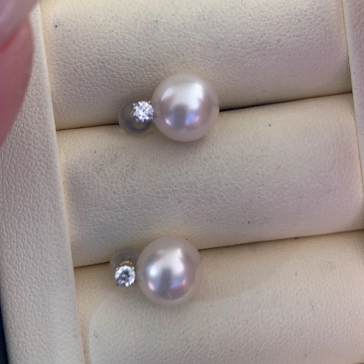 18K金镶嵌耳饰海水珍珠