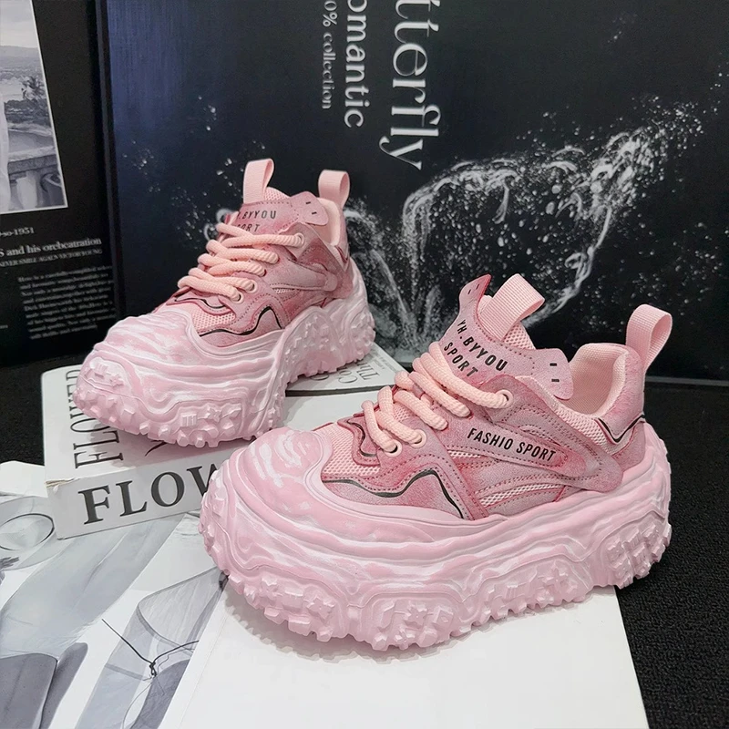 欧货松糕轮胎老爹鞋女2025春季新款复古时尚百搭运动休闲鞋溶解鞋