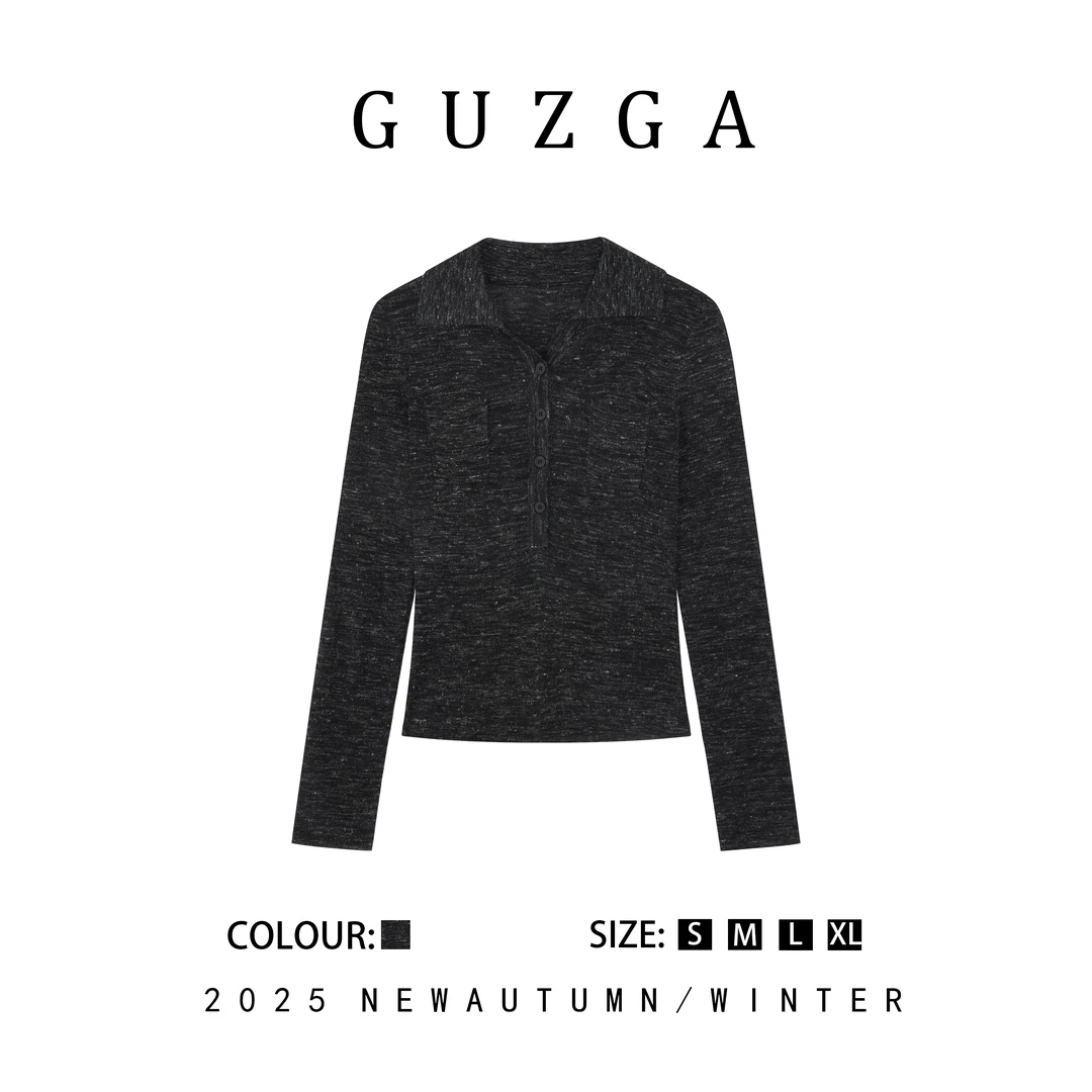 GUZGA【山河皆你】2025早秋上新Q气质针织衫上衣长袖女时尚百搭