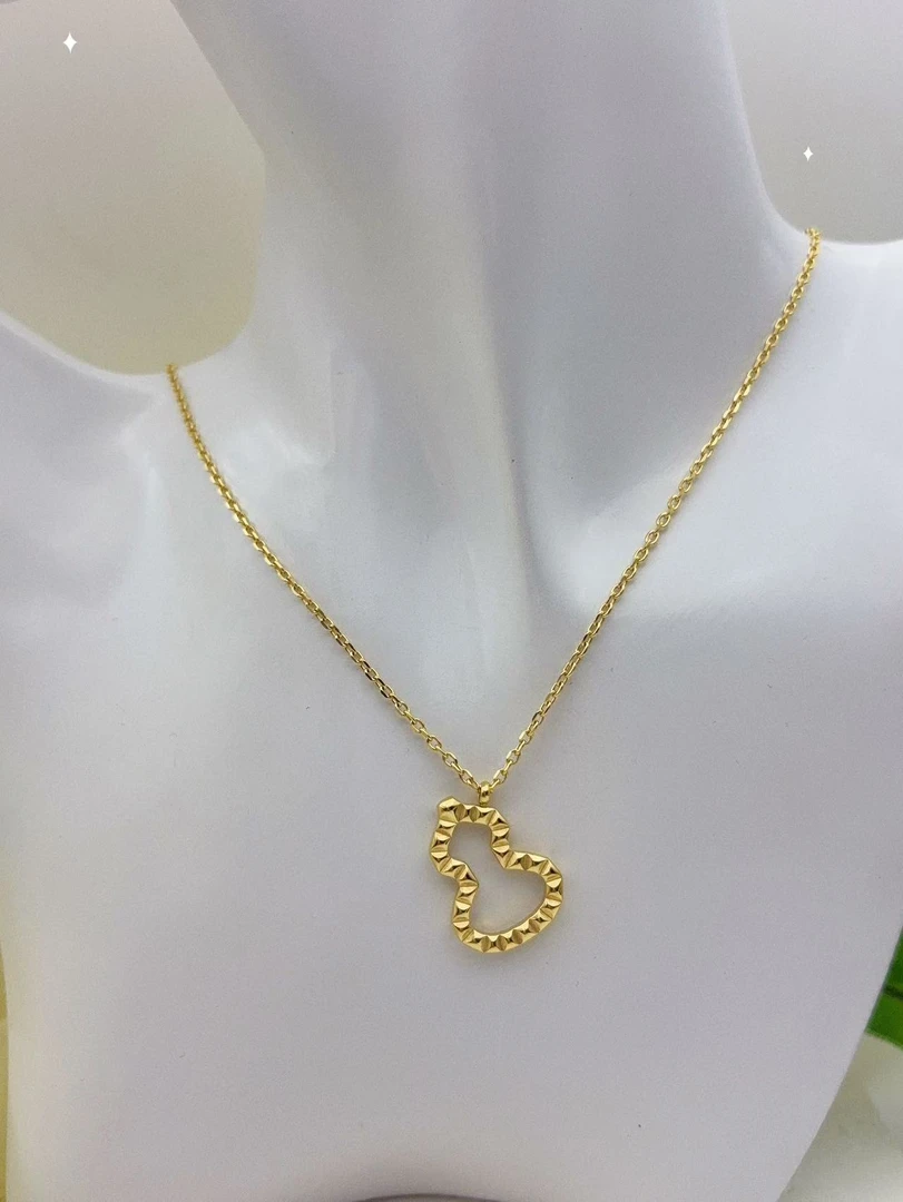 钛钢项链 【Kiss娜】钛钢3736灵动批花镂空大葫芦项链