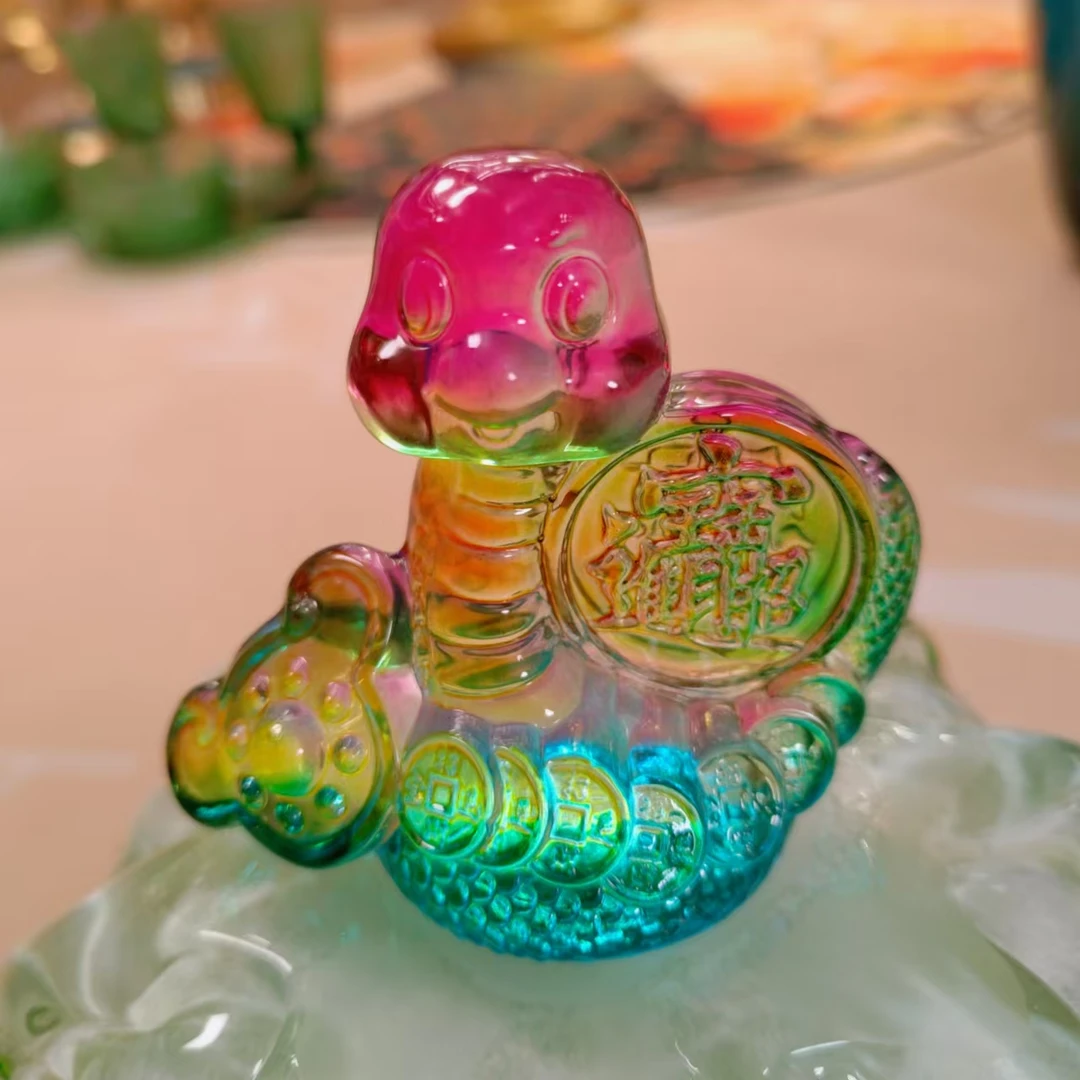 新年限定-彩色水晶招*财进*宝蛇装饰摆件