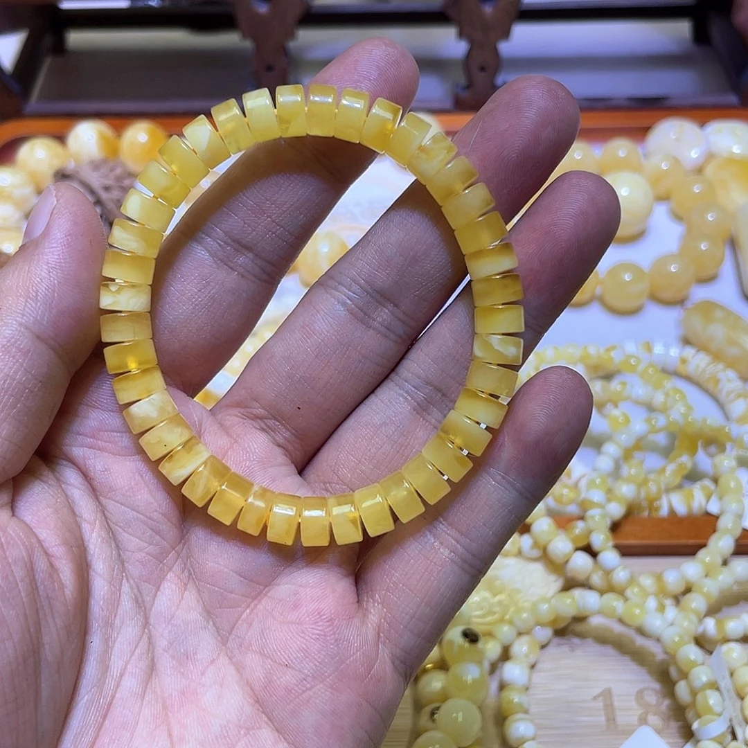 未镶嵌蜜蜡手串金白8mm