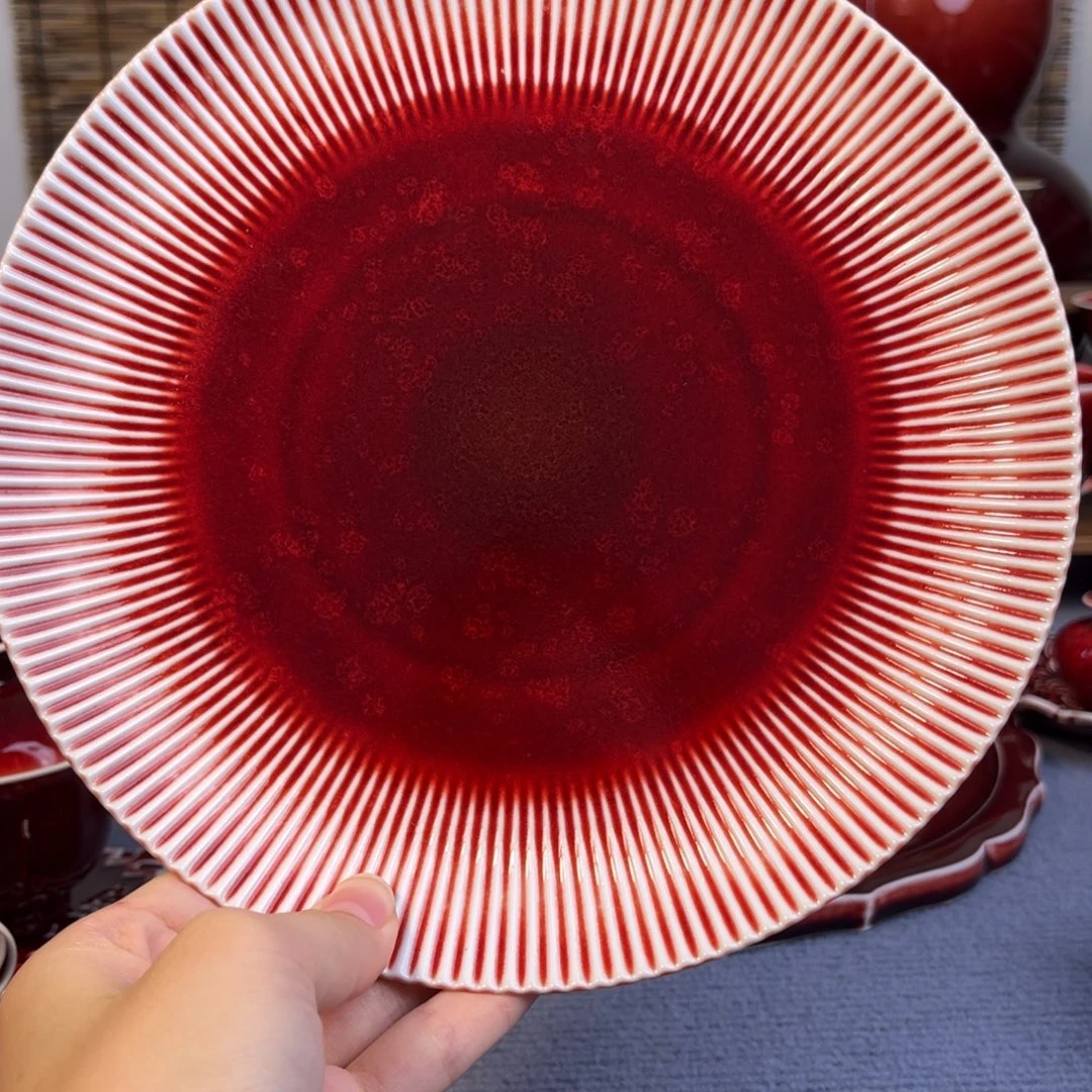 黄***承景德镇陶瓷 菊瓣赏盘