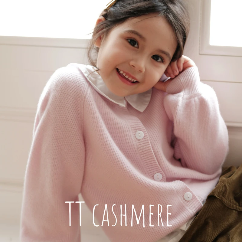 TTcashmere 亲子装山羊绒元宝针插肩开衫中厚羊绒毛衣纯色针织衫