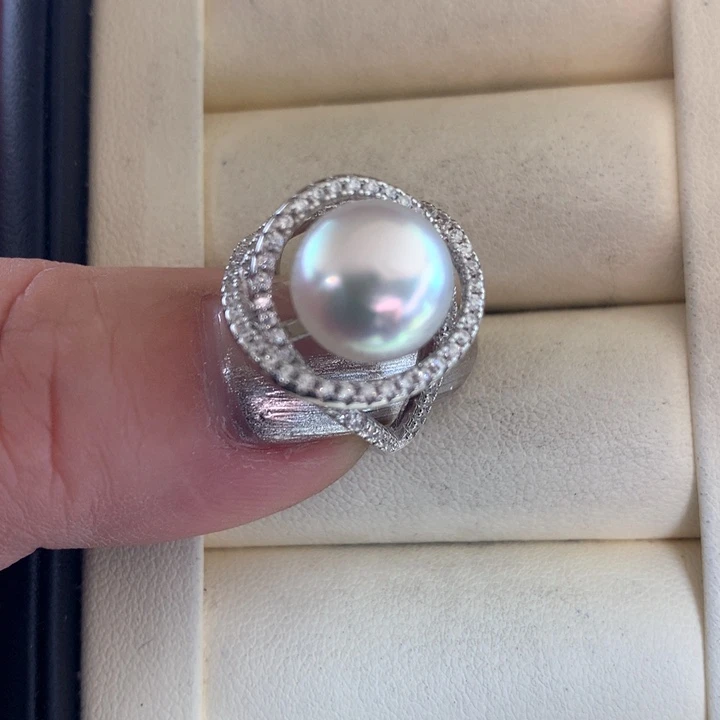 银S925镶嵌戒指海水珍珠