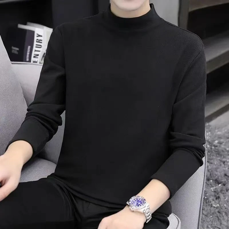 半高领薄德绒保暖内衣加厚秋冬青少年中年长袖纯色高领T恤通用冬