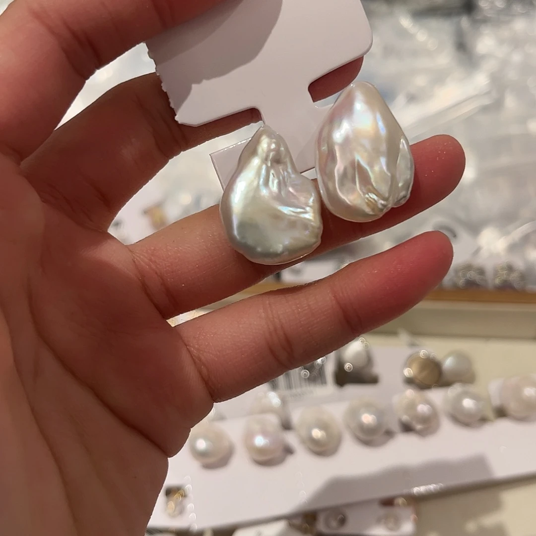 淡水珍珠耳饰银S925镶嵌