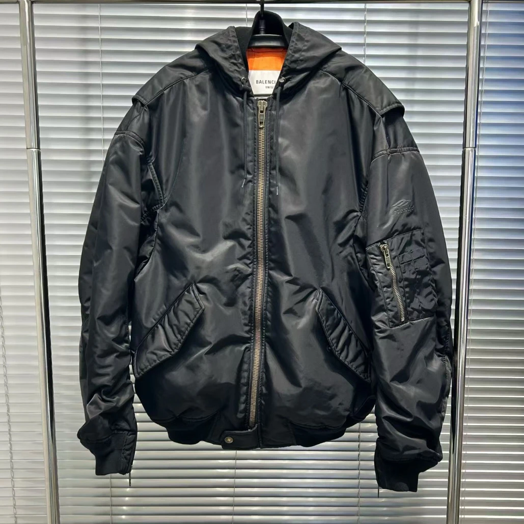 未使用 Balenciaga/巴黎世家 3b刺绣黑色ma1飞行员夹克/1号