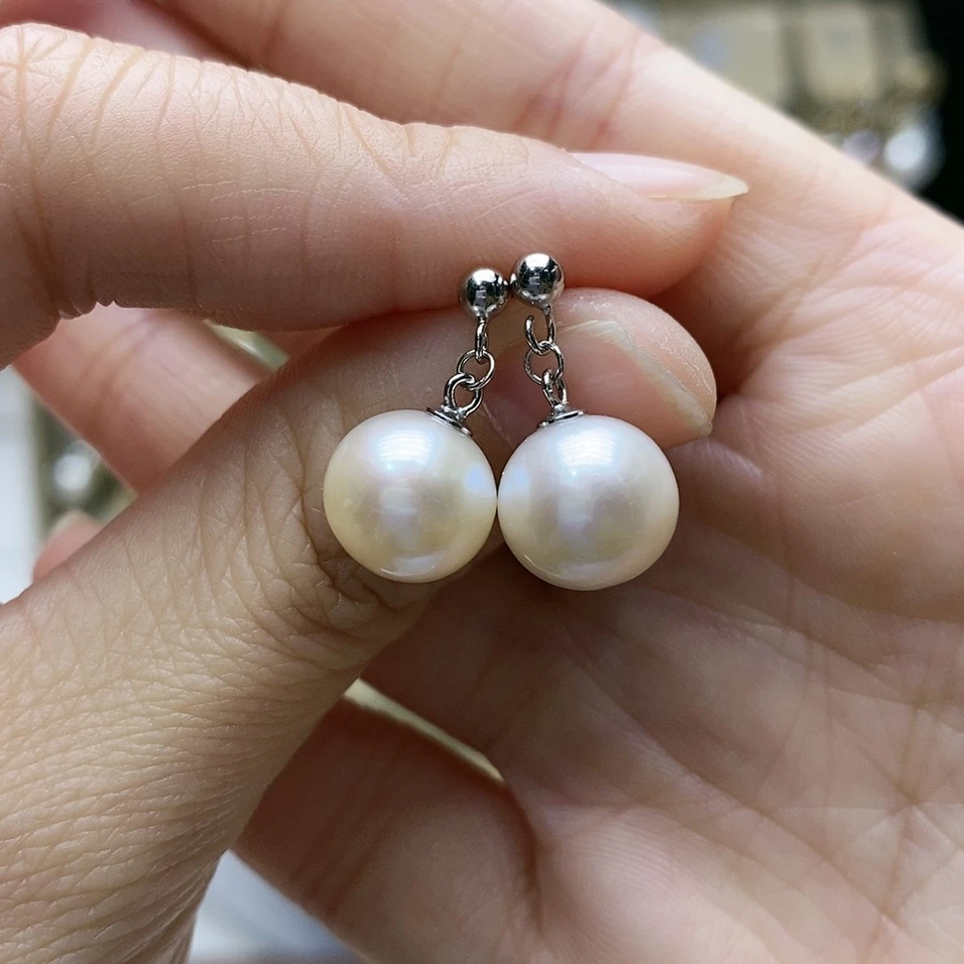 淡水珍珠耳饰银S925镶嵌