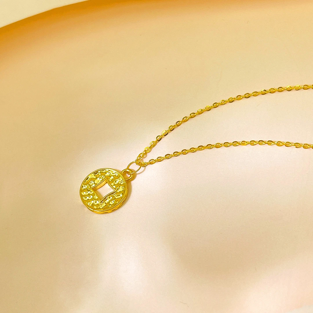 DEMONE/黛慕妮18K金碎冰冰金钱币吊坠（不含链）AU750爆闪五帝币 女