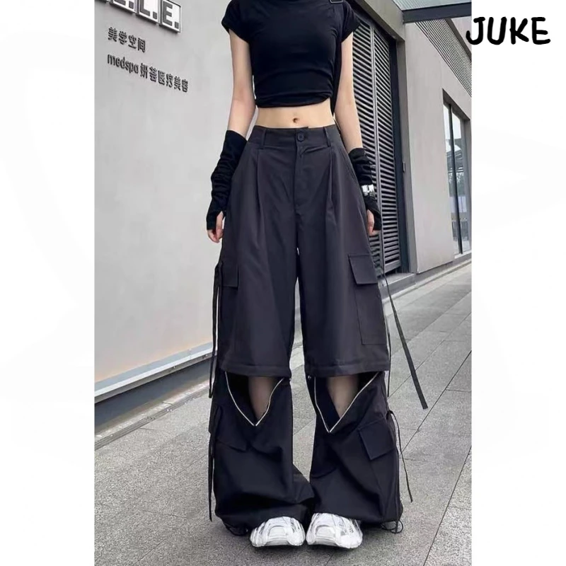 美式炸街迷彩工装裤女2025夏季新款多种穿法拉链宽松阔腿裤休闲裤