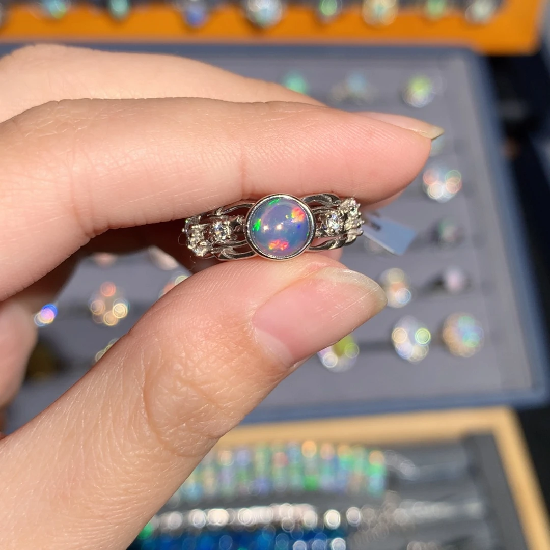 银S925镶嵌欧泊欧泊戒指y