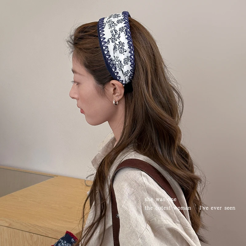 波西米亚碎花宽边发箍女日常外戴设计感扭结头箍发捆民族风发饰品