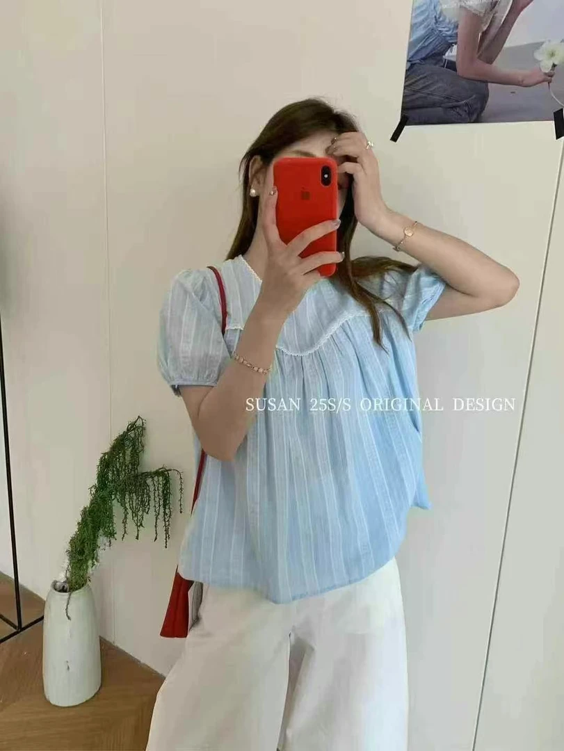 susan@ds089 韩系减龄百搭圆领短袖衬衫 6-3