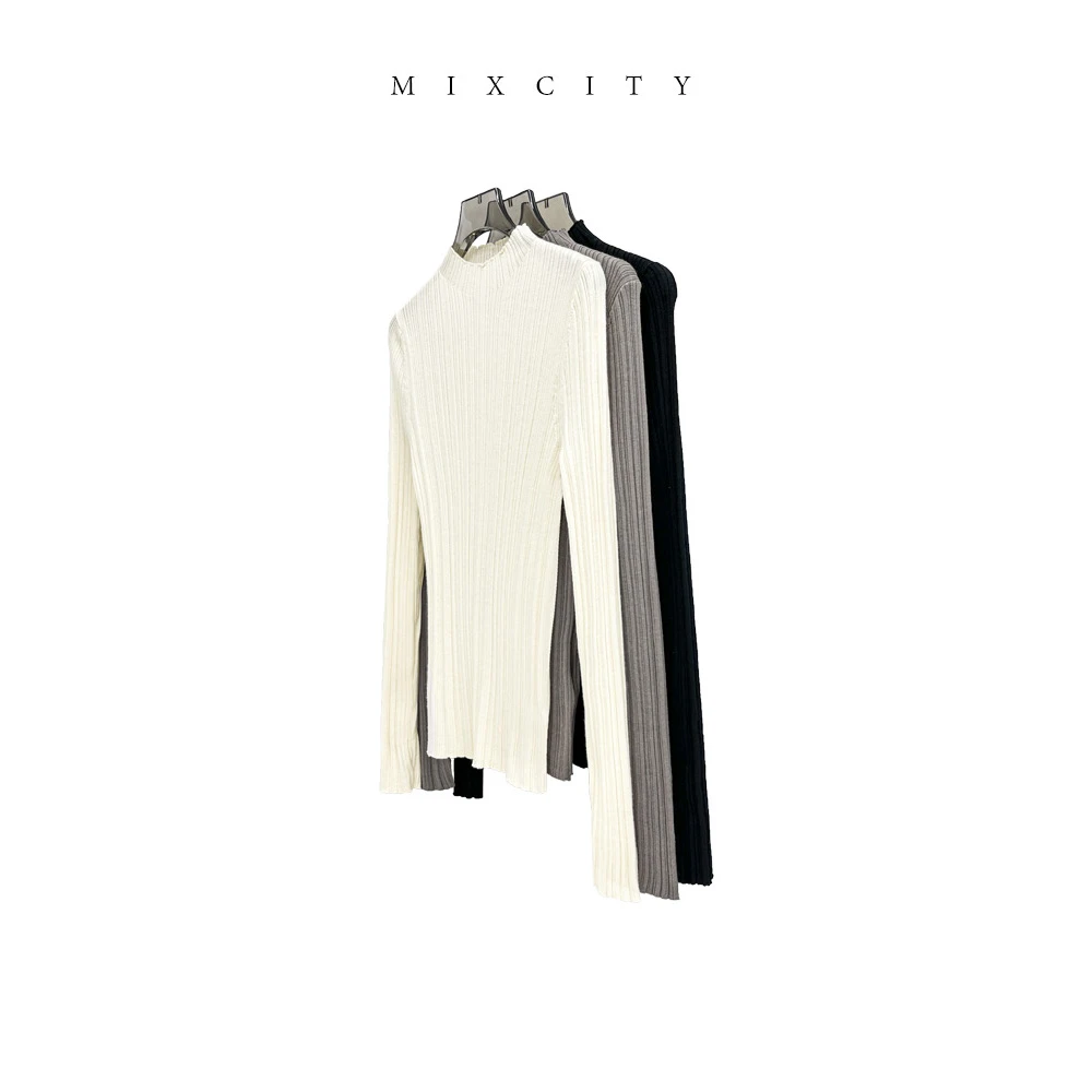 【MIXCITY亚楠家】腐竹2.0◆纯精纺羊毛半高领长袖针织衫6552