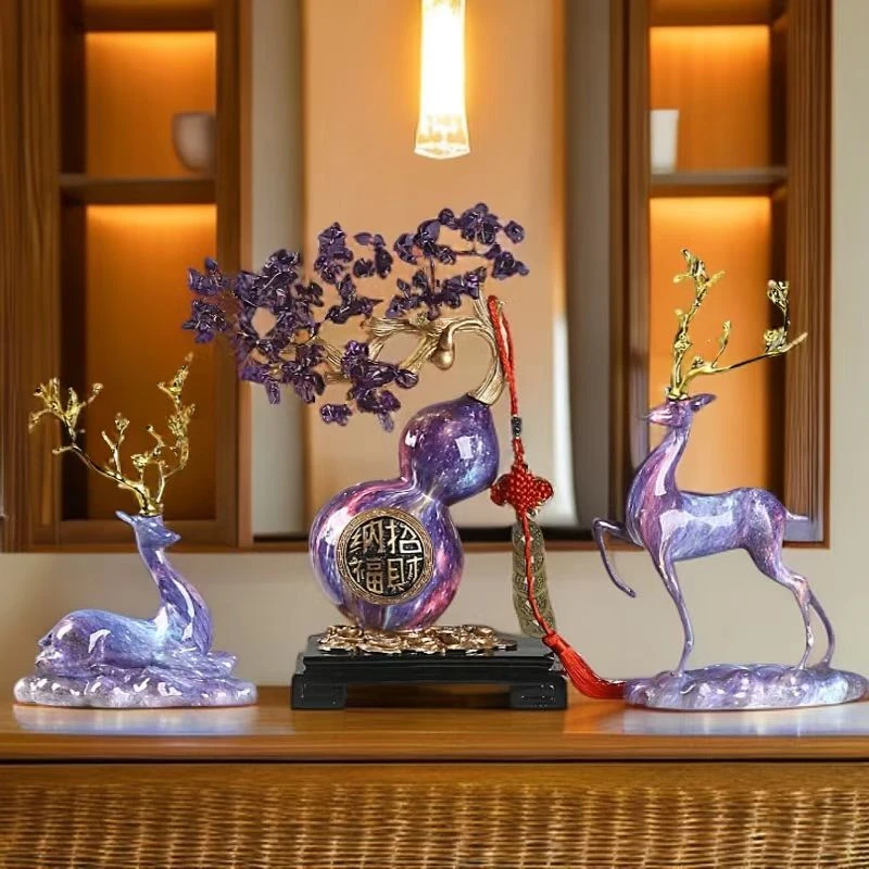 L396现代化福鹿创意摆件紫气东来客厅书房居家装饰品创意轻奢高档