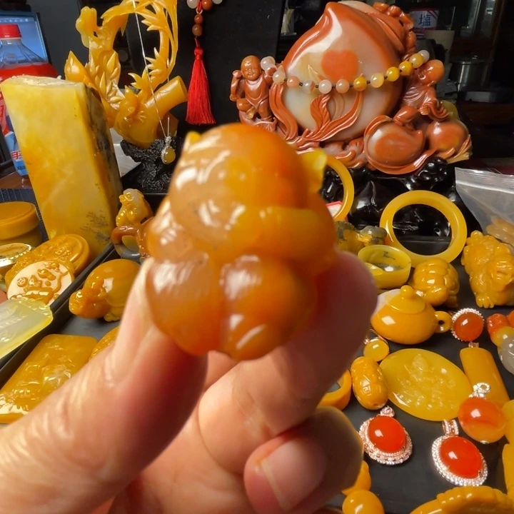 未镶嵌石英质玉（黄龙玉）颈饰