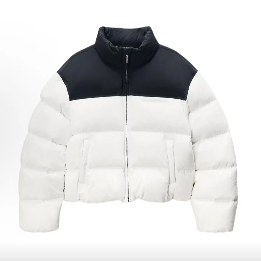 未使用 ALEXANDER WANG (斑鸠)白色拼接短款高领羽绒服