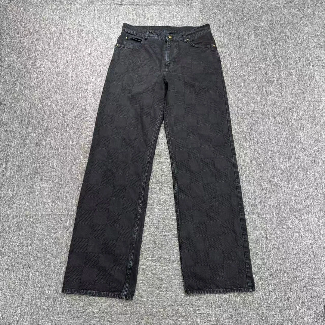 99新 LouisVuitton/路易威登 做旧棋盘格牛仔裤/29码/17359