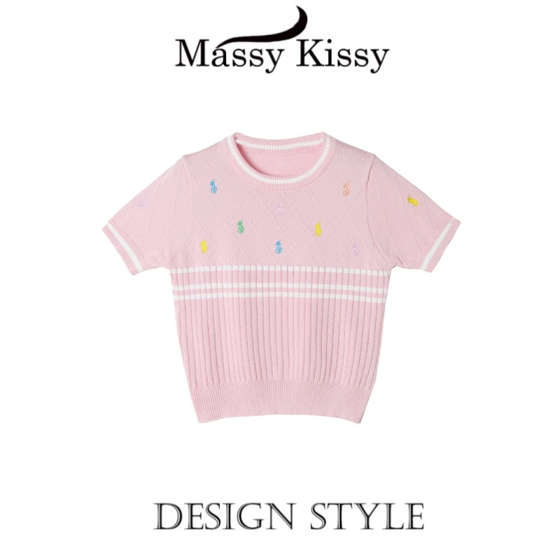 【COCO林可可】轻奢重工刺绣毛衣针织套头衫时尚针织衫圆领夏季