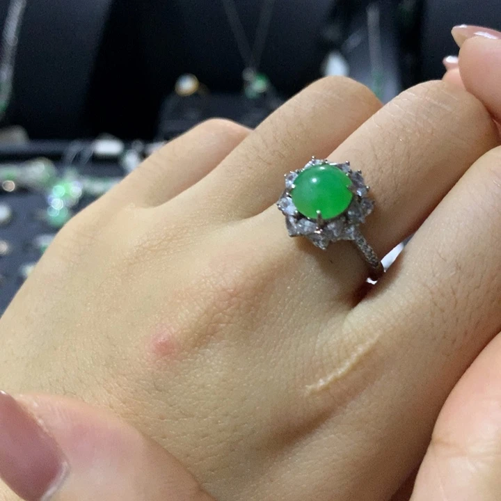 翡翠银S925镶嵌戒指