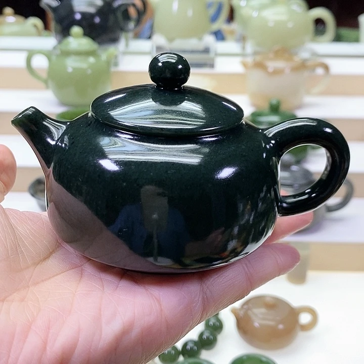 和田玉未镶嵌挂件茶壶170ml