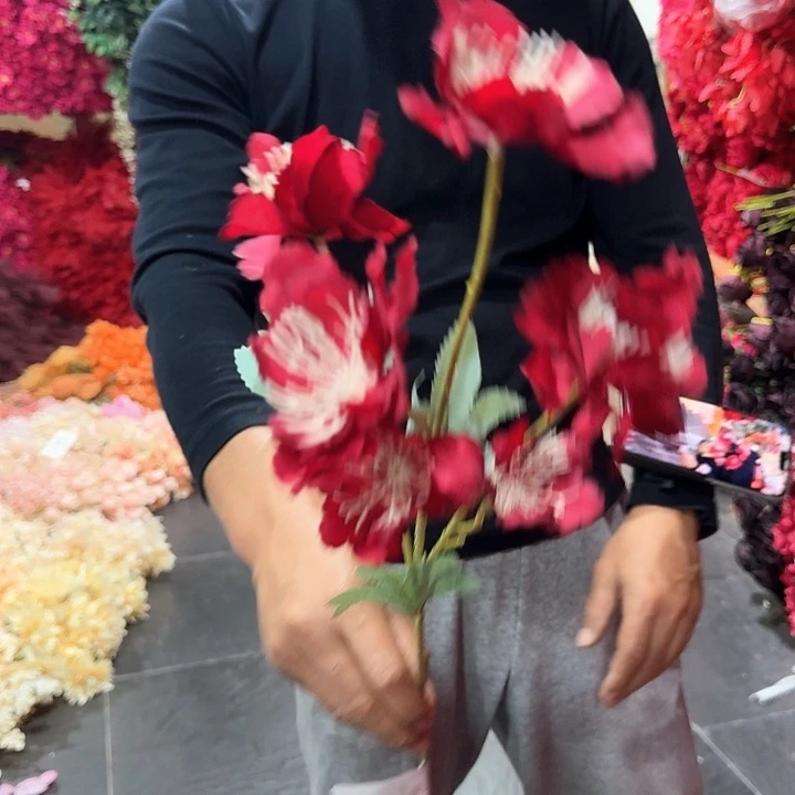 仿真6头格桑花红色25支