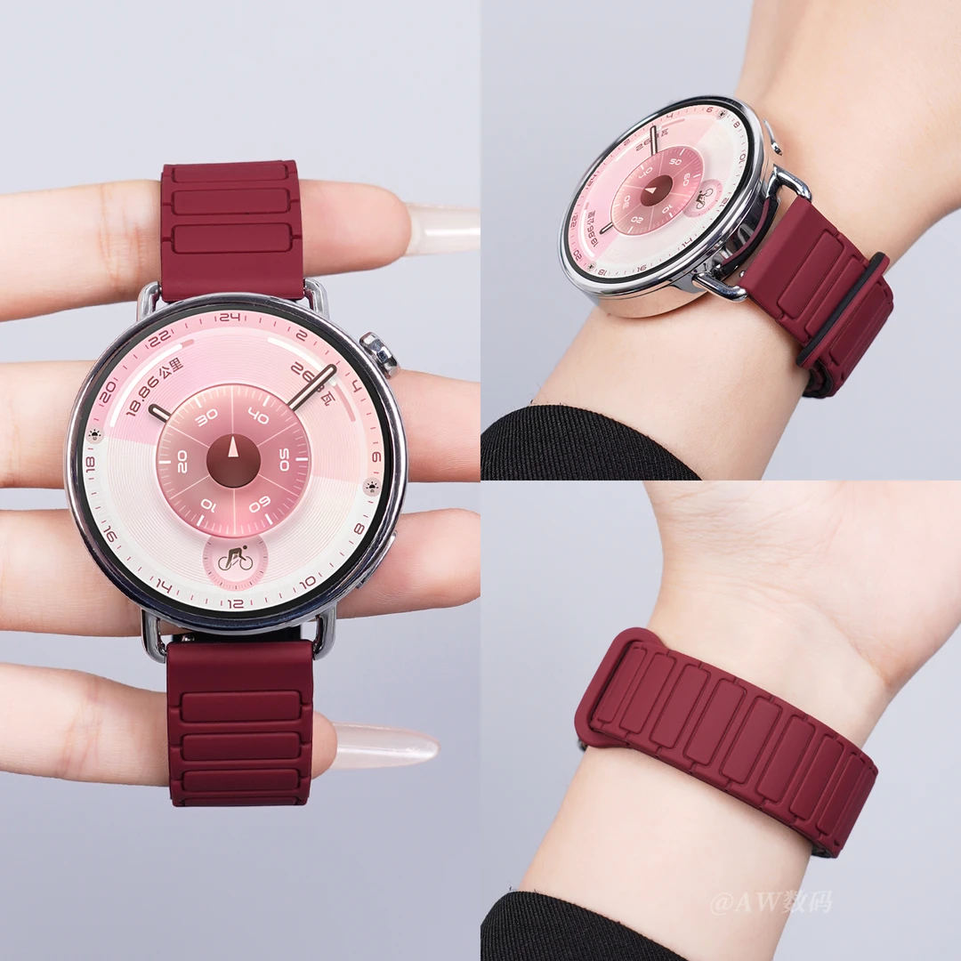 AW适用华为gt6表带gt5/gt4女手表磁吸硅胶watch5运动腕带高级秋冬