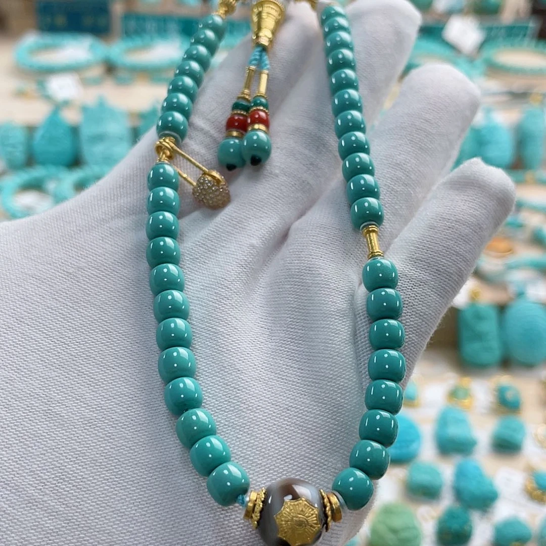 绿松石珠宝奇石18K金镶嵌