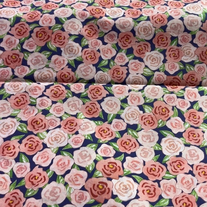 棉 印象玫瑰 60支数码印花全棉府绸1.45幅宽 一米价