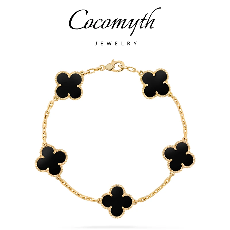 非金属珐琅手链 COCOMYTH 轻奢时尚黑色花花手链D502