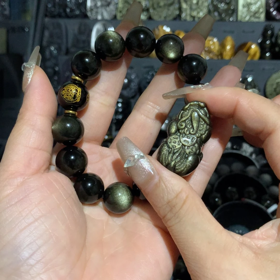 黑曜岩未镶嵌手链越****）