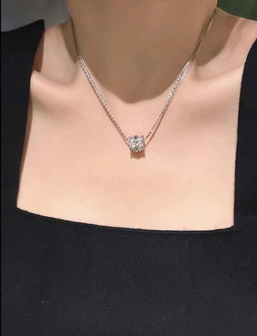 铜合金合成锆石项链 小蛮腰项链轻奢气质百搭时尚