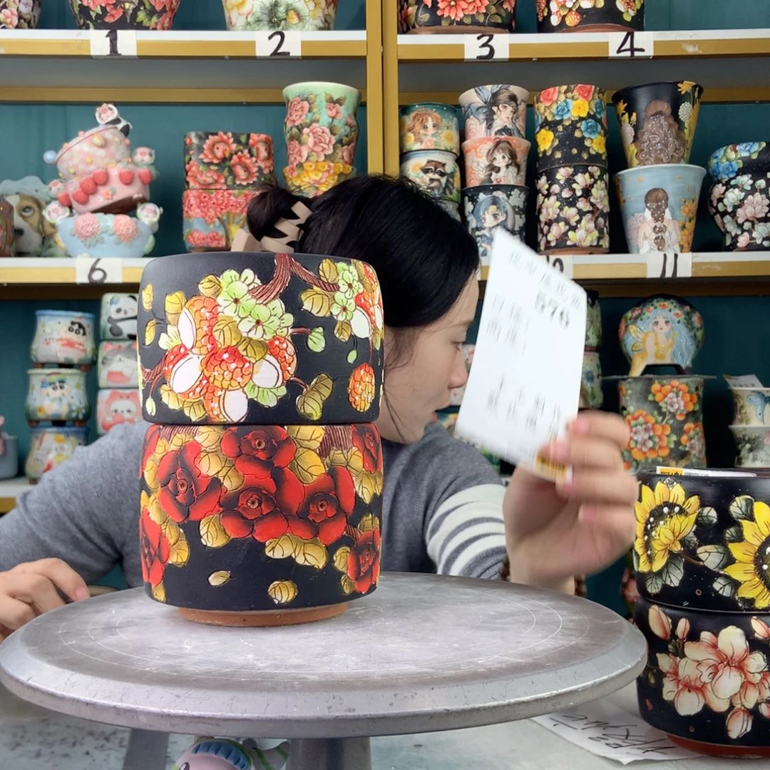 *****陶景德镇手工花盆576