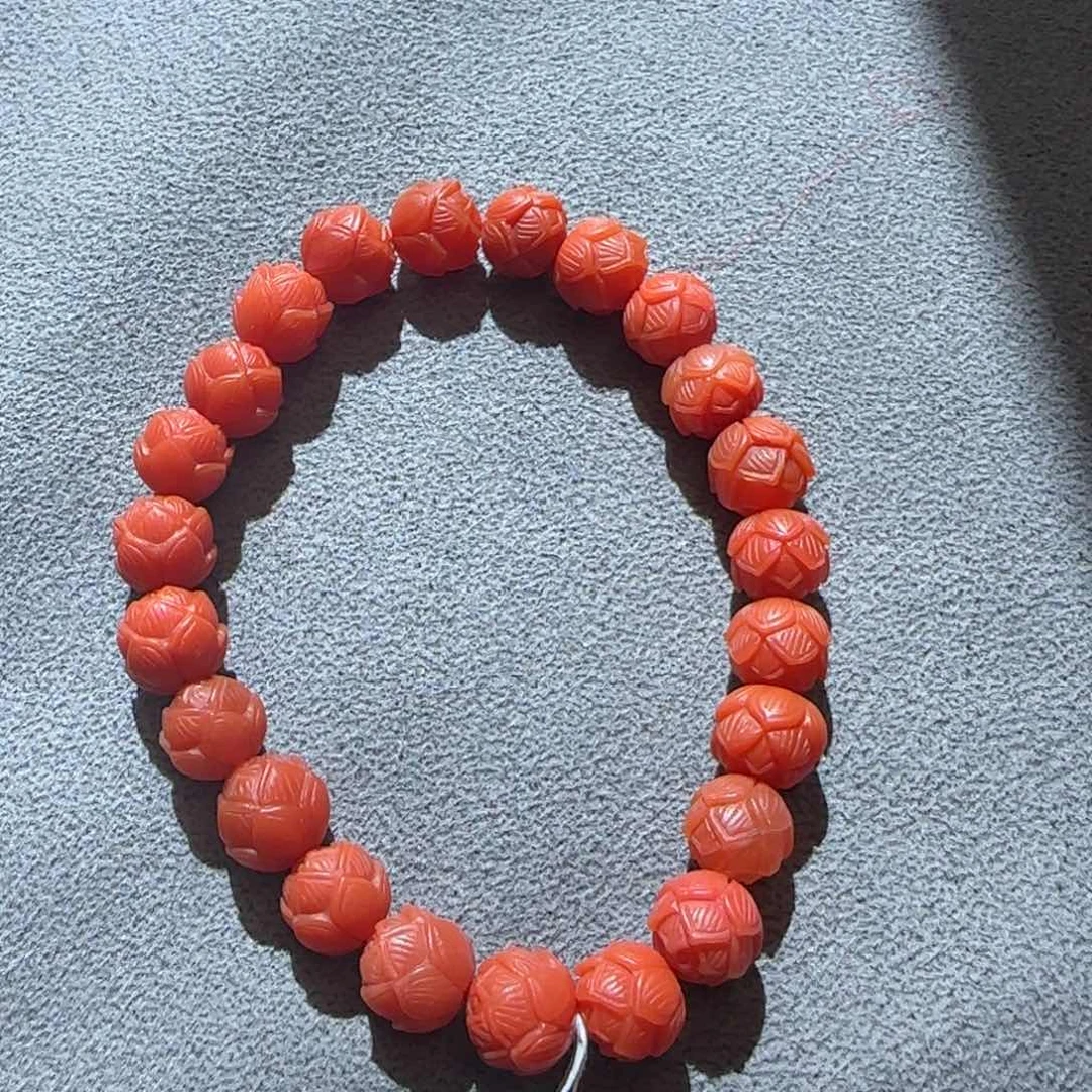 南红玛瑙手串未镶嵌大水沟满色肉8mm莲花珠单圈