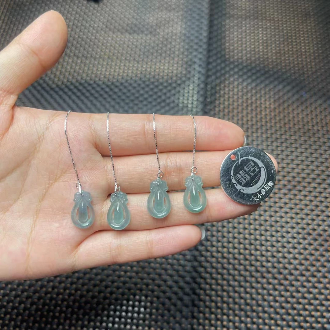 翡昱-B6-31058-623-天然A货翡翠耳饰S925银镶-多样性发其一对-C