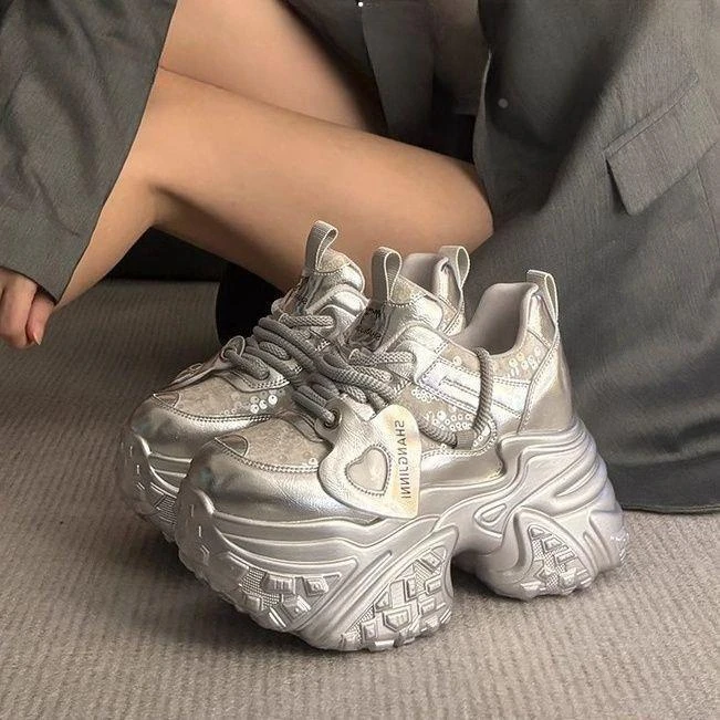 【香港轻奢Sakurano&樱央】百搭内增高老爹鞋女2025春季新款真皮