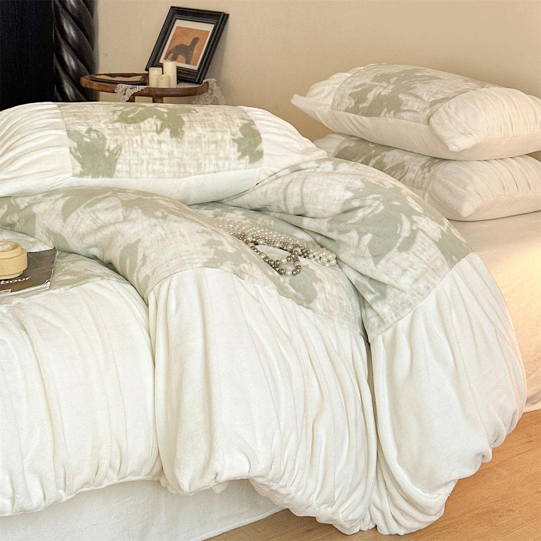 法式复古加厚牛奶绒四件套公主风雕花珊瑚绒双面绒加绒床单冬季