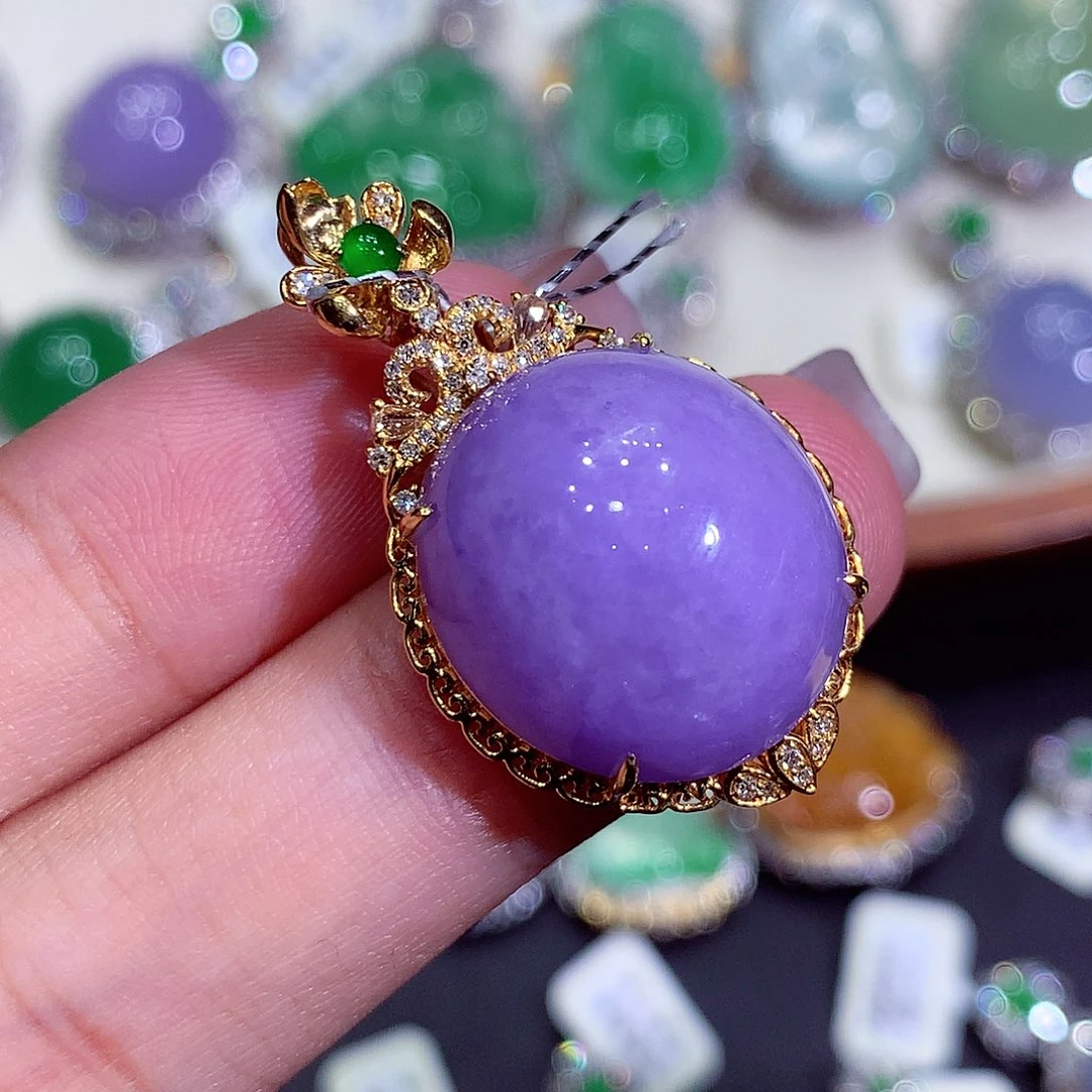 翡翠18K金镶嵌吊坠(不含链)