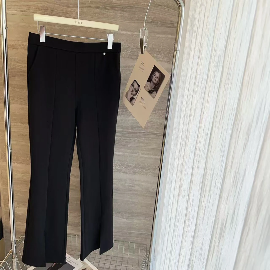 MOLI茉里微胖大码高弹细闪早秋款开叉喇叭裤