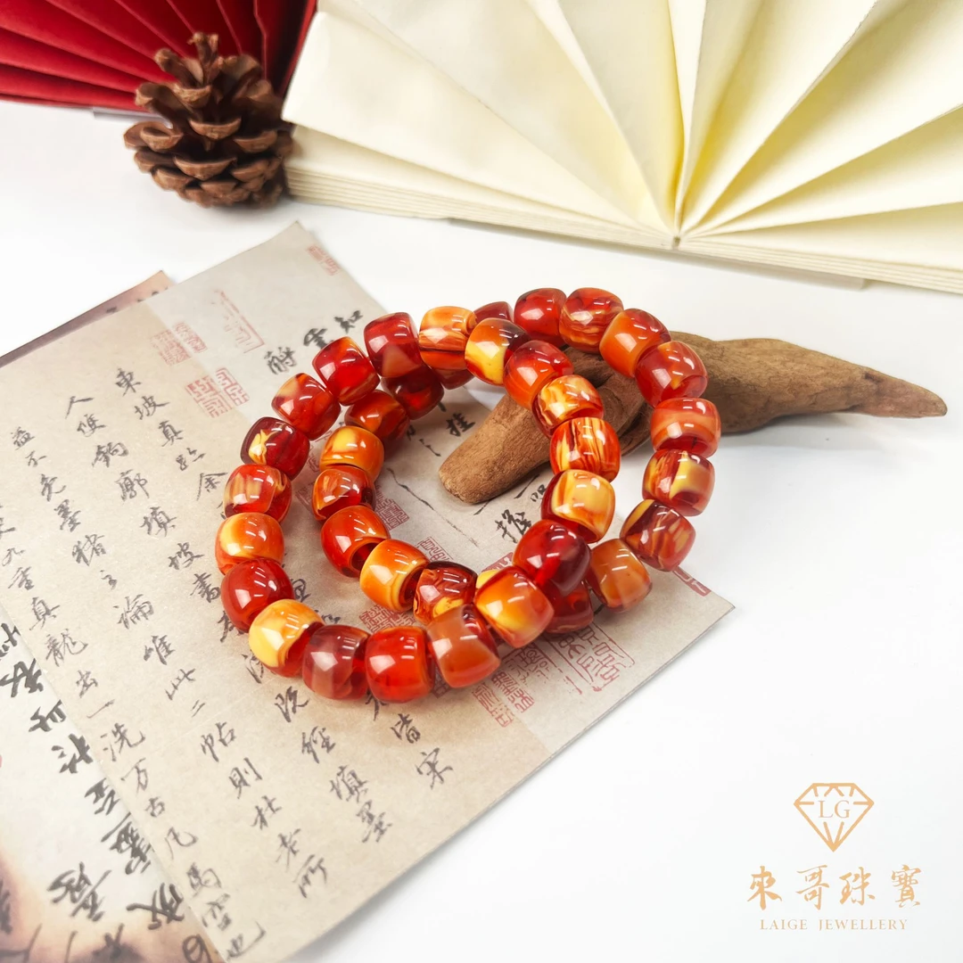 夏日特惠【来哥珠宝】藏红花油脂精品老形手串多样性发其一