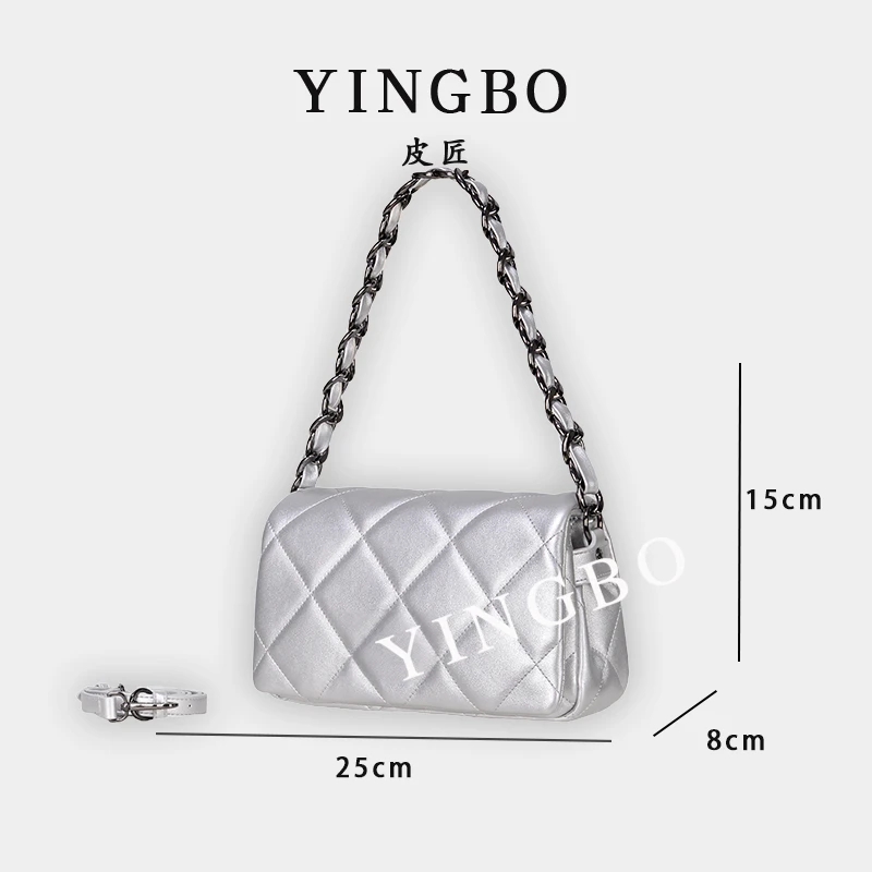 【英柏甄选】GQ-8950-珠光银 然与纯小众设计感时尚单肩百搭女包