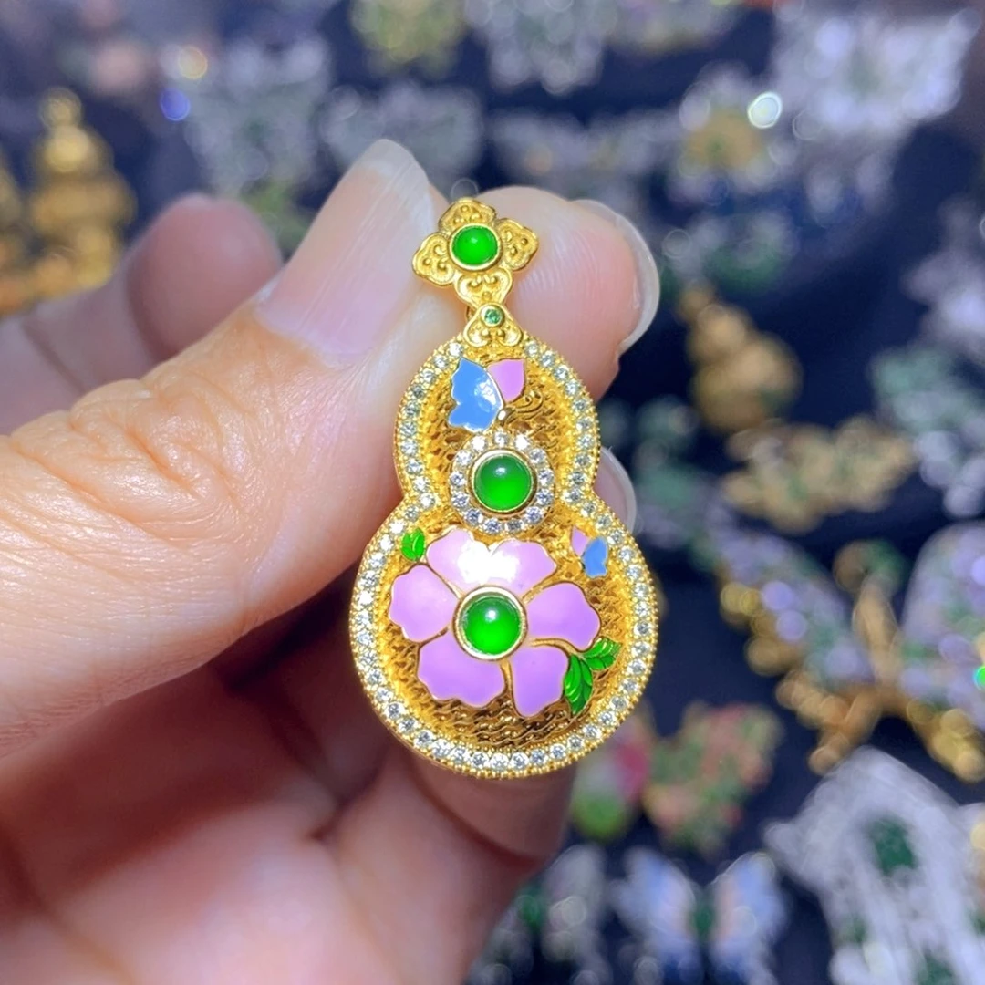 翡翠银S925镶嵌吊坠(不含链)天然翡翠