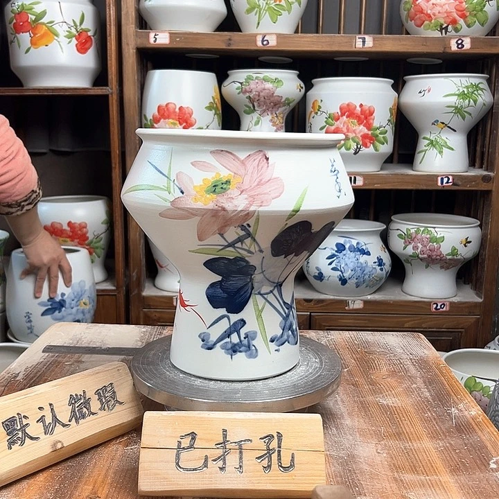 摆件高脚荷花新款新款陶瓷