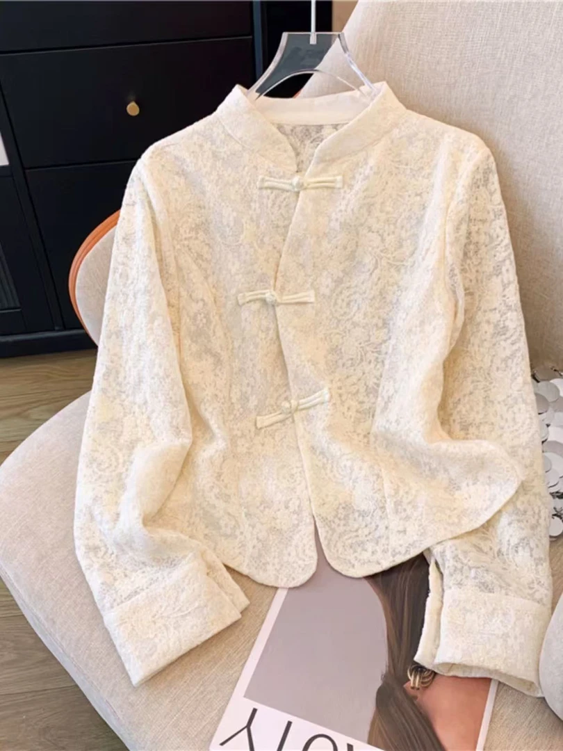 极简风【粉丝福利专属】贵气百搭慵懒棉线刺绣衬衫