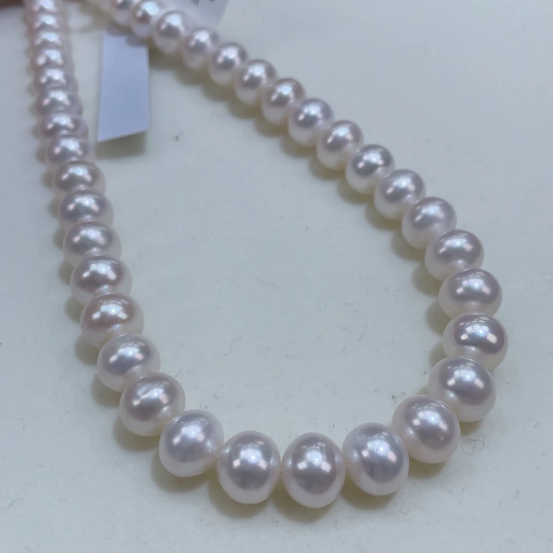 淡水珍珠10/11镜面冷白极强光赛澳白银S925镶嵌